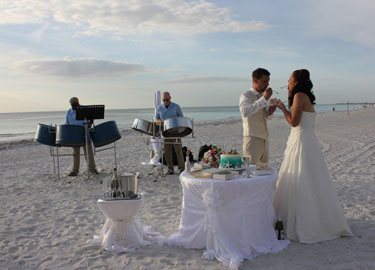 Steel band during Florida beach wedding
